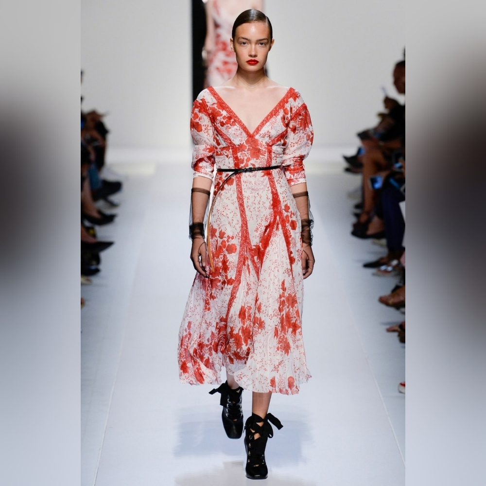 Ermanno Scervino Floral Red and White Dress size 40 NWT